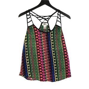 Vintage California Grown Sleeveless Shirt Colorblock Womens Top Pink Blue Medium